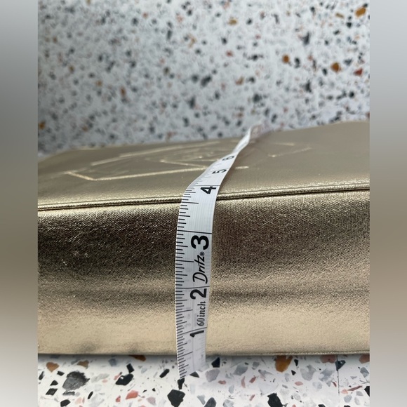 Lancome Gold Cosmetic Bag with Embossed Floral Design - Picture 10 of 16